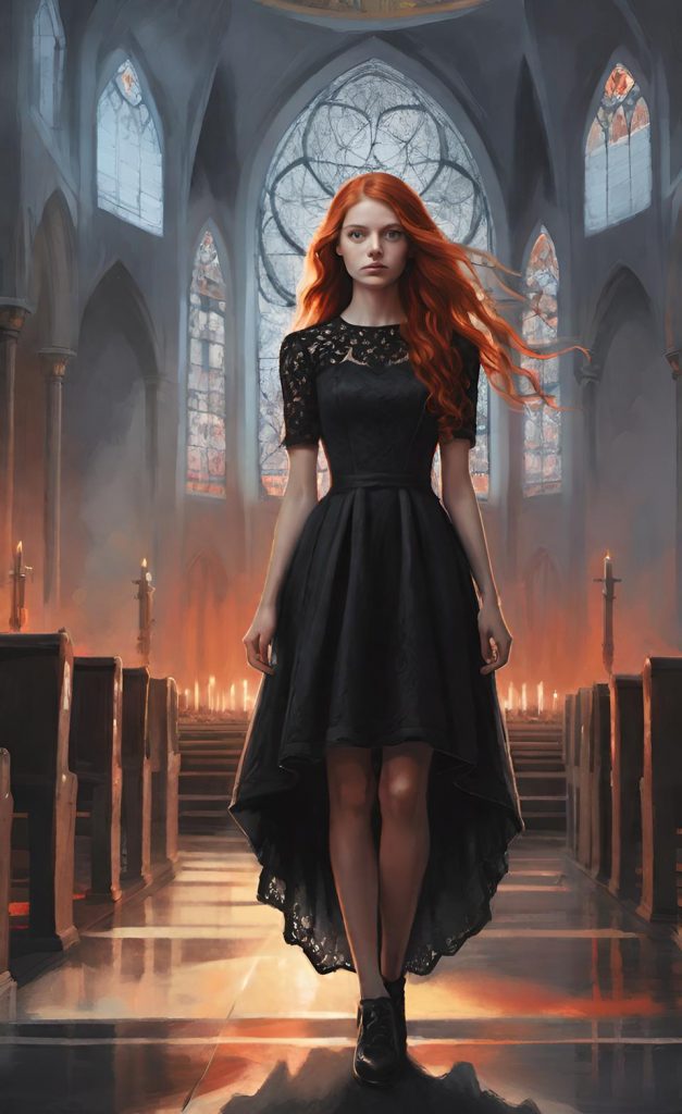 Illustrationen für "Ungestillte Sehnsucht" 8 - Isabella Buchfink In der Kirche