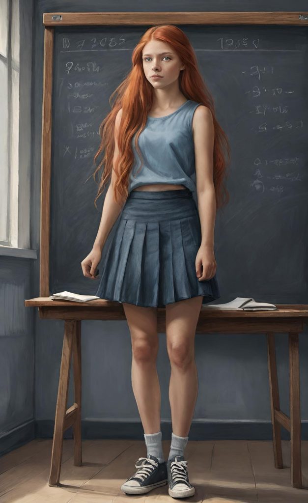 Illustrationen für "Ungestillte Sehnsucht" 9 - Isabella Buchfink Larissa im Klassenzimmer