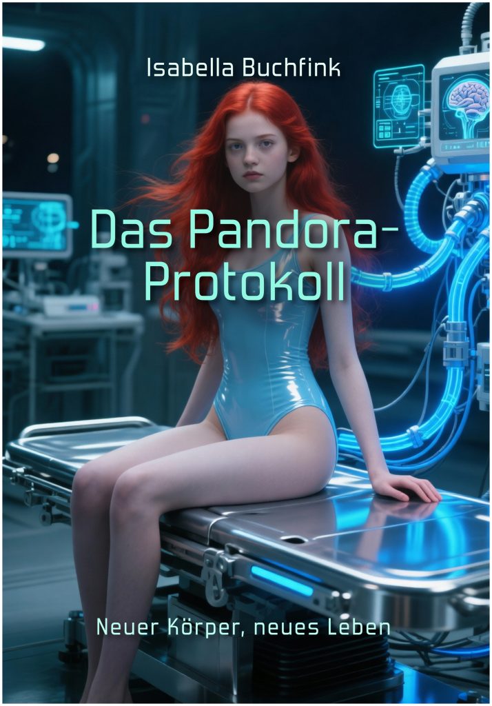 Buchtitel für "Das Pandora-Protokoll" 7 - Isabella Buchfink Entwurf für den Buchtitel der Geschichte "Das Pandora-Protokoll"